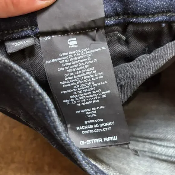 G Star Raw Rackam 3D Skinny Stretch Jeans Men's 33x32 Biker Y2K Streetwear